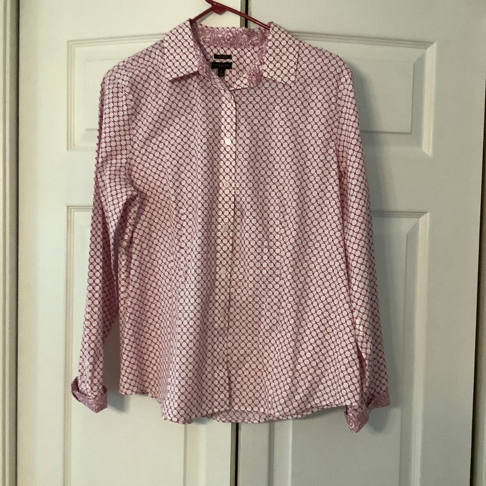Talbot’s Wrinkle Resistant Magenta Fuchsia long sleeve blouse size 16